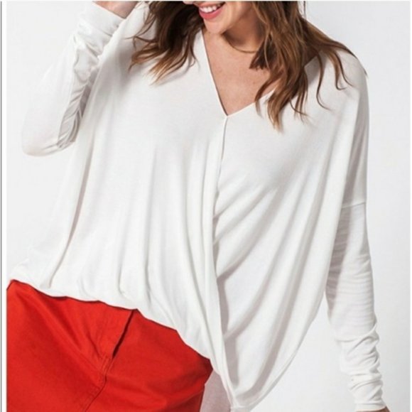 Double zero Relaxed Surplice Top ORANGE top NWOT - Picture 2 of 4